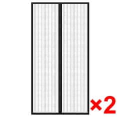 Vidaxl Zavesa proti mrčesu s trakovi z ježki, 2 kosa z magnetom, Črne Barve