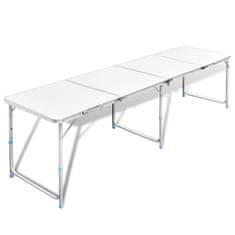 Vidaxl Zložljiva aluminijasta miza za kamp. z nastavljivo višino 240 x 60 cm