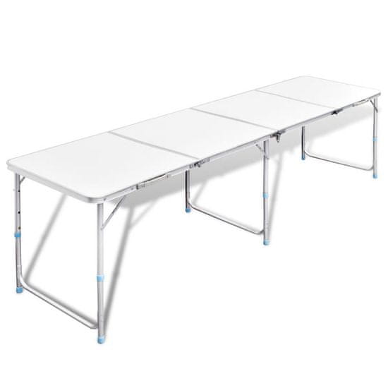 Vidaxl Zložljiva aluminijasta miza za kamp. z nastavljivo višino 240 x 60 cm