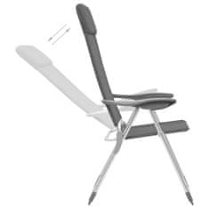 Vidaxl Zložljivi stoli za kampiranje 2 kosa sive barve aluminij