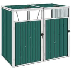 Vidaxl Dvojna lopa za smetnjak zelena 143x81x121 cm jeklo