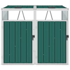 Vidaxl Dvojna lopa za smetnjak zelena 143x81x121 cm jeklo