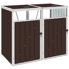Vidaxl Dvojna lopa za smetnjak rjava 143x81x121 cm jeklo