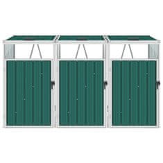 Vidaxl Trojna lopa za smetnjake zelena 213x81x121 cm jeklo