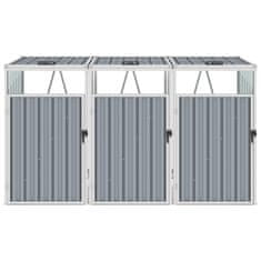 Vidaxl Trojna lopa za smetnjake siva 213x81x121 cm jeklo