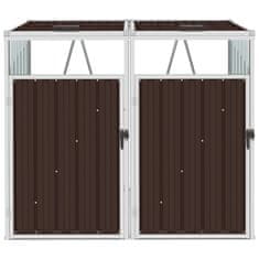 Vidaxl Dvojna lopa za smetnjak rjava 143x81x121 cm jeklo