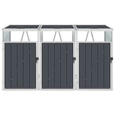 Vidaxl Trojna lopa za smetnjake antracitna 213x81x121 cm jeklo