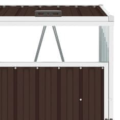 Vidaxl Lopa za štiri smetnjake rjava 286x81x121 cm jeklo