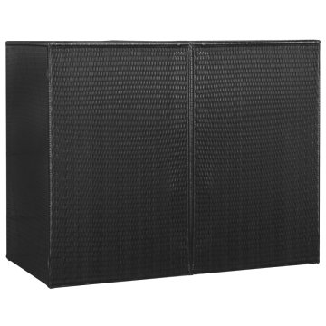 Vidaxl Dvojna lopa za smetnjake črna 153x78x120 cm poli ratan