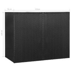 Vidaxl Dvojna lopa za smetnjake črna 153x78x120 cm poli ratan