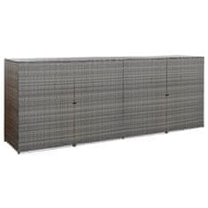 Greatstore Lopa za štiri smetnjake antracitna 305x78x120 cm poli ratan