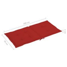 Vidaxl Blazine za vrtne stole 4 kosi rdeče 100x50x3 cm oxford tkanina