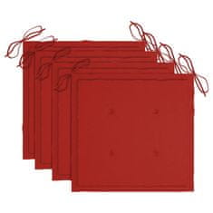 Vidaxl Blazine za vrtne stole 4 kosi rdeče 40x40x4 cm oxford tkanina