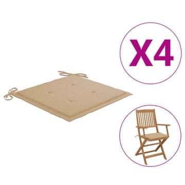 Vidaxl Blazine za vrtne stole 4 kosi bež 40x40x4 cm oxford tkanina