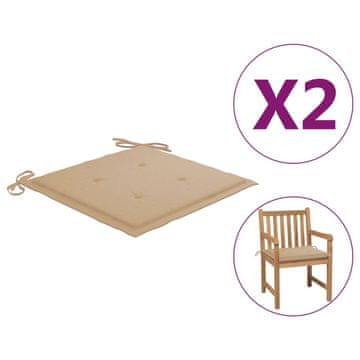 Vidaxl Blazine za vrtne stole 2 kosa bež 50x50x4 cm oxford tkanina