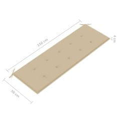 Vidaxl Blazina za vrtno klop bež 150x50x4 cm oxford tkanina