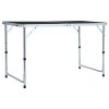 Greatstore Zložljiva miza za kampiranje siva iz aluminija 120x60 cm