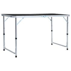 Greatstore Zložljiva miza za kampiranje siva iz aluminija 120x60 cm