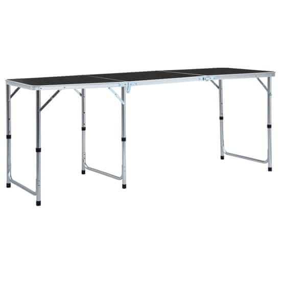 Vidaxl Zložljiva miza za kampiranje siva iz aluminija 180x60 cm