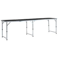 Greatstore Zložljiva miza za kampiranje siva iz aluminija 240x60 cm