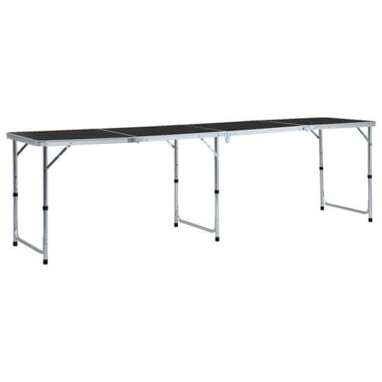 Vidaxl Zložljiva miza za kampiranje siva iz aluminija 240x60 cm