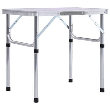 shumee vidaXL Zložljiva miza za kampiranje bela iz aluminija 60x45 cm