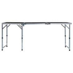 Greatstore Zložljiva miza za kampiranje siva iz aluminija 180x60 cm