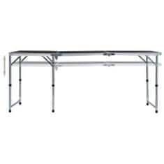 Vidaxl Zložljiva miza za kampiranje siva iz aluminija 180x60 cm