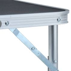 Greatstore Zložljiva miza za kampiranje siva iz aluminija 60x45 cm