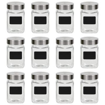 Vidaxl Kozarci za shranjevanje z nalepko 12 kosov 300 ml