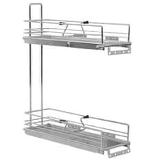 Vidaxl Izvlečna kuhinjska košara 2-nadstropna srebrna 47x15x54,5 cm