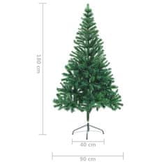 Vidaxl Umetna novoletna jelka s stojalom 180 cm 564 vejic