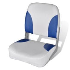 shumee Zložljiv Sedež za Čoln z Naslonjalom in Modro-Belo Blazino 41x36x48cm