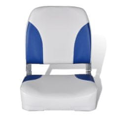 shumee Zložljiv Sedež za Čoln z Naslonjalom in Modro-Belo Blazino 41x36x48cm
