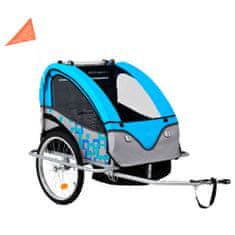 shumee 2-v-1 Otroška kolesarska prikolica in voziček moder in siv