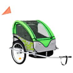 Vidaxl Otroška kolesarska prikolica in voziček 2 v 1 zelena in siva