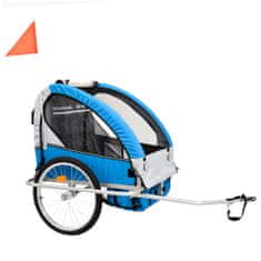 Greatstore 2-v-1 Otroška kolesarska prikolica in voziček modra in siva