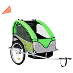 Vidaxl 2-v-1 Otroška kolesarska prikolica in voziček zelena in siva