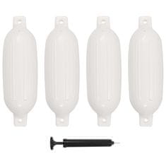 Vidaxl Odbijač za čoln 4 kosi bela 58,5x16,5 cm PVC