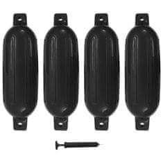 Vidaxl Odbijač za čoln 4 kosi črna 58,5x16,5 cm PVC