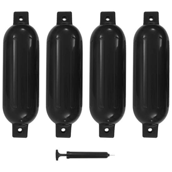 Vidaxl Odbojniki za čoln 4 kosi črni 51x14 cm PVC