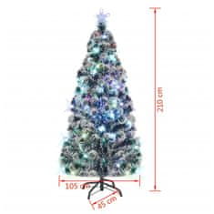 Vidaxl Osvetljena novoletna jelka s stojalom in LED 210 cm optična vlakna