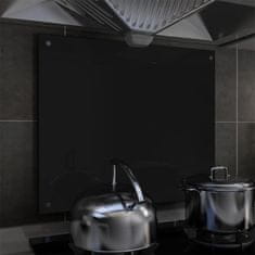 Greatstore Kuhinjska zaščitna obloga črna 70x60 cm kaljeno steklo