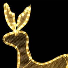 Greatstore Božični okras v obliki jelena in sani z mrežo z 216 LED lučkami