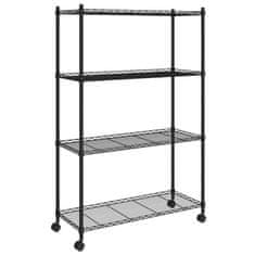 Vidaxl 4-nadstropni regal s kolesi 90x35x142 cm črn 200 kg