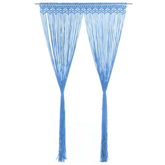 shumee vidaXL Zavesa makrame modra 140x240 cm bombaž