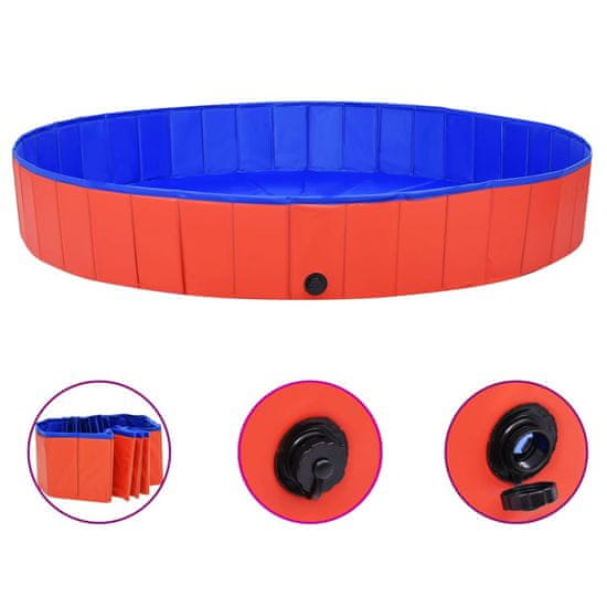 Vidaxl Zložljiv bazen za pse rdeč 200x30 cm PVC