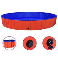 Vidaxl Zložljiv bazen za pse rdeč 300x40 cm PVC