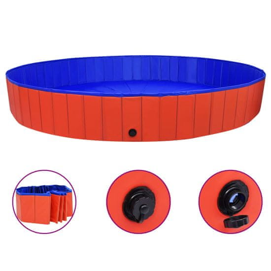 Vidaxl Zložljiv bazen za pse rdeč 300x40 cm PVC