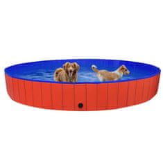 Vidaxl Zložljiv bazen za pse rdeč 300x40 cm PVC